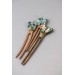 Unique  Green and Beige Wooden Hairpin With Handcrafted Succulents