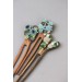 Unique  Green and Beige Wooden Hairpin With Handcrafted Succulents
