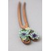Wooden Hairpin With Colorful Succulents