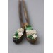 Unique  Green and Beige Wooden Hairpin With Handcrafted Succulents