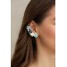 Green, Blue, and White Succulent Cuff Earring