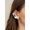 Green, Blue, and White Succulent Cuff Earring