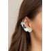 Green, Blue, and White Succulent Cuff Earring