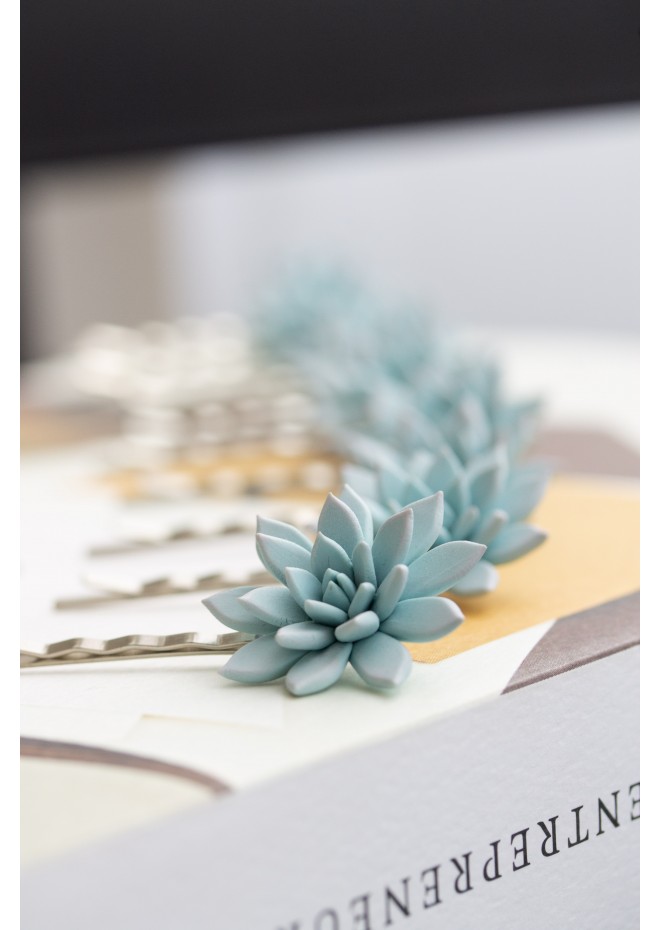 Blue Succulent Hairpin