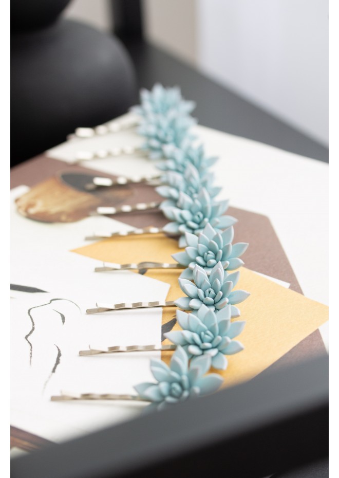 Blue Succulent Hairpin