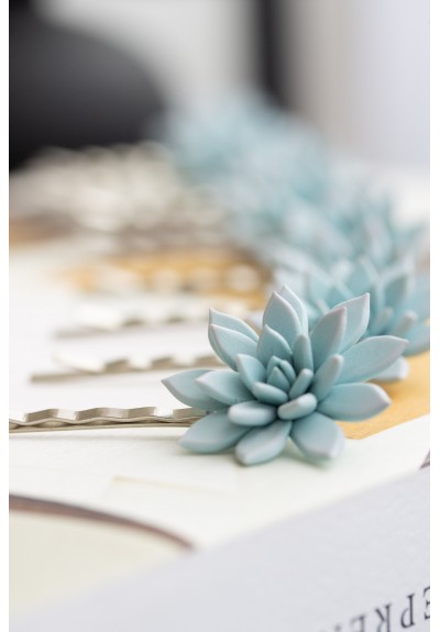 Blue Succulent Hairpin