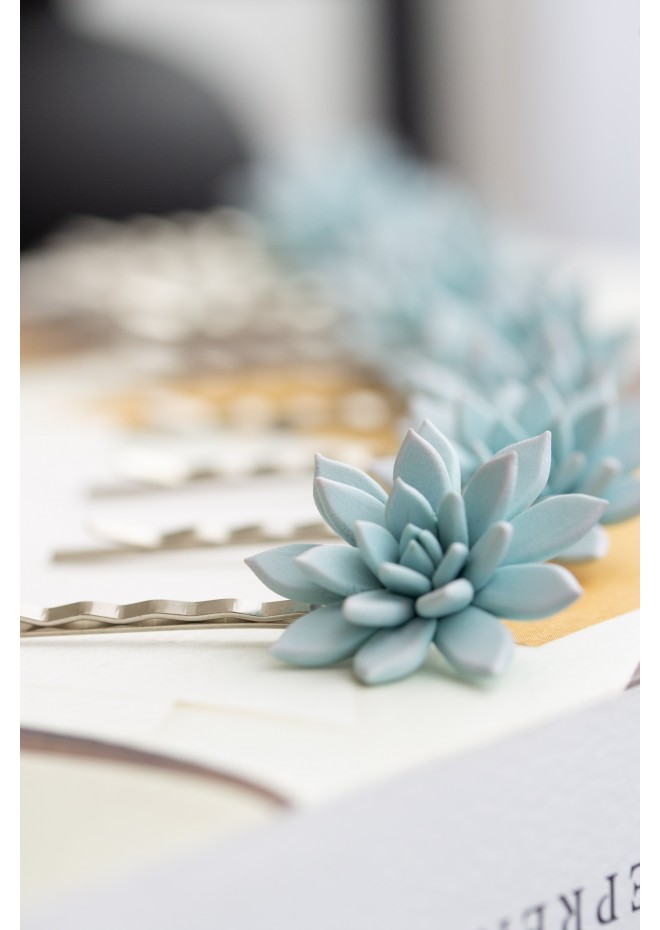 Blue Succulent Hairpin