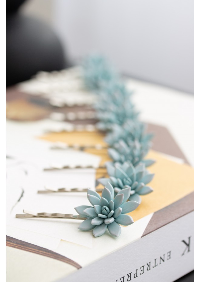 Blue Succulent Hairpin