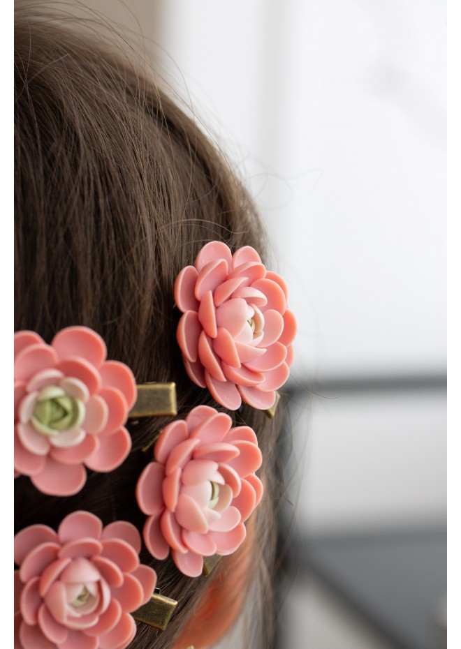 Pink Succulent Hairpin