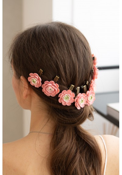 Pink Succulent Hairpin