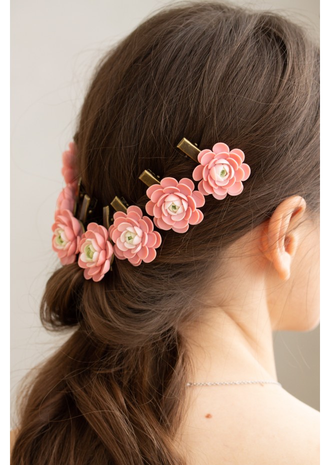 Pink Succulent Hairpin