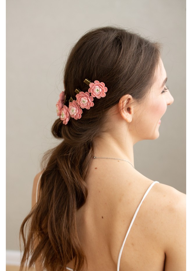 Pink Succulent Hairpin