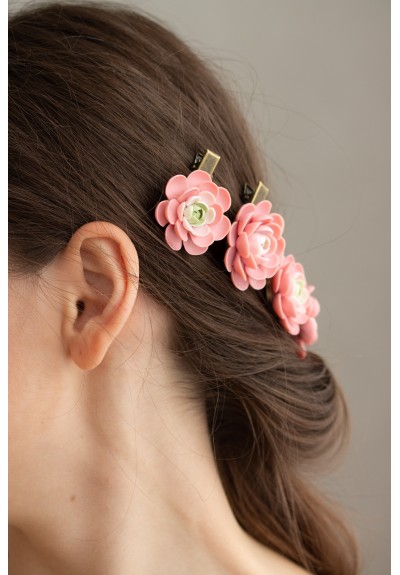 Pink Succulent Hairpin