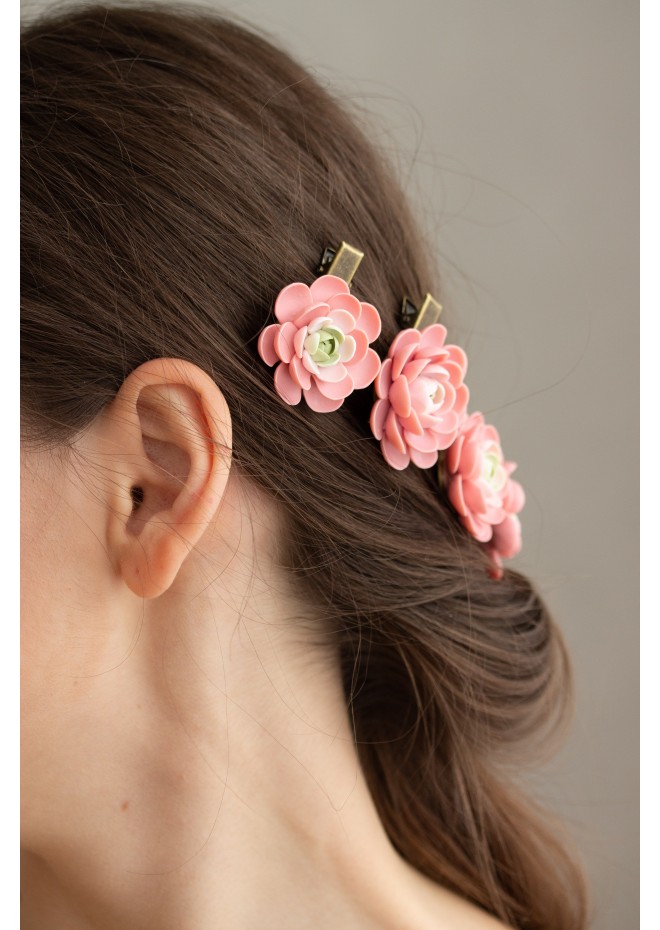 Pink Succulent Hairpin