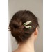 Unique  Green and Beige Wooden Hairpin With Handcrafted Succulents