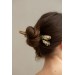 Unique  Green and Beige Wooden Hairpin With Handcrafted Succulents