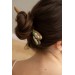 Unique  Green and Beige Wooden Hairpin With Handcrafted Succulents