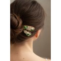 Unique  Green and Beige Wooden Hairpin With Handcrafted Succulents