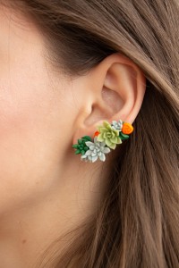 Handcrafted Succulent Cuff Earrings