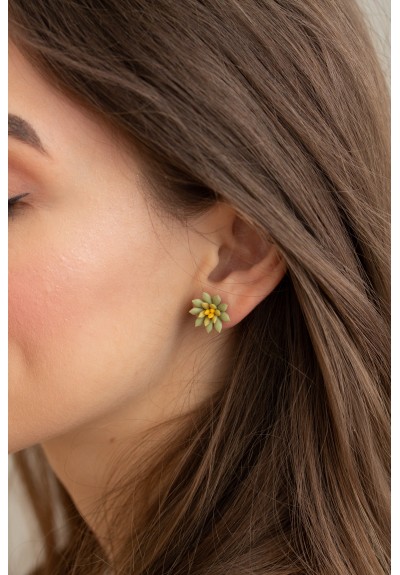 Green Hypoallergenic Succulent Studs