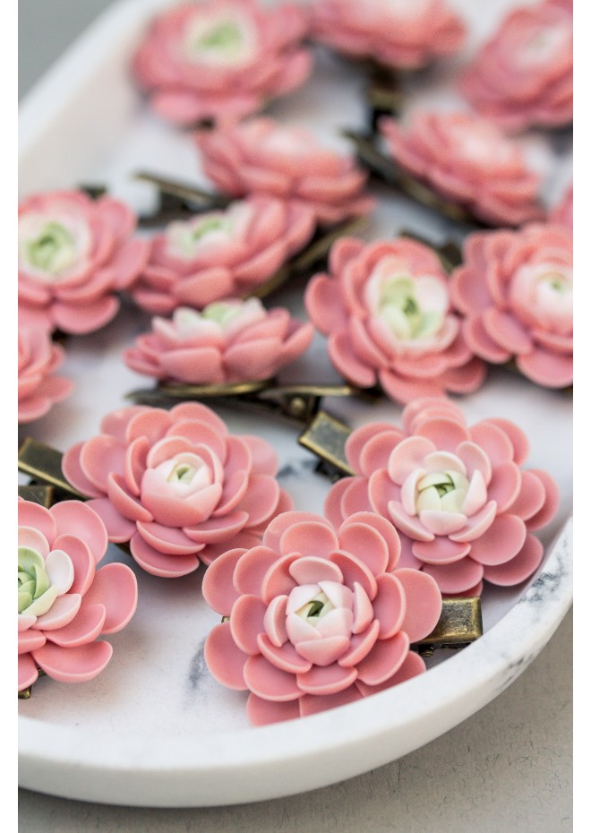 Pink Succulent Hairpin