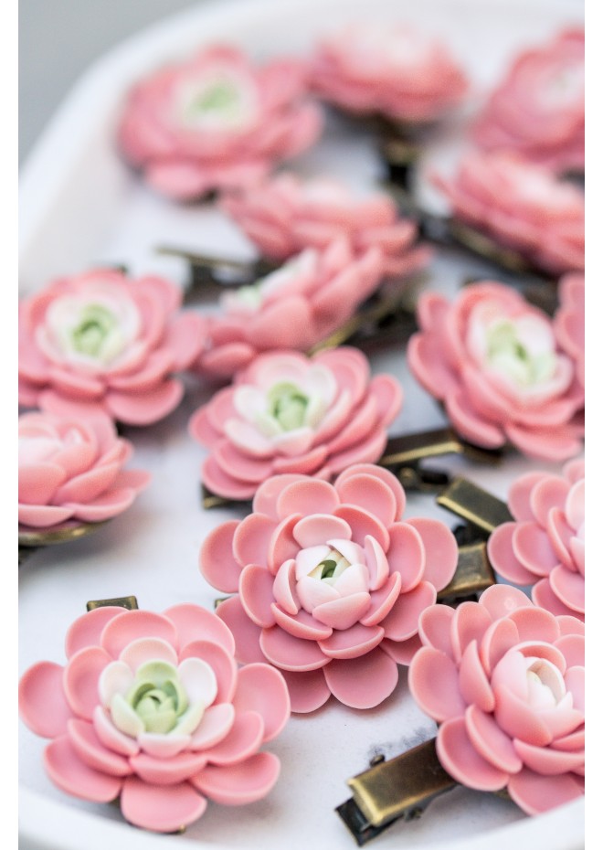 Pink Succulent Hairpin