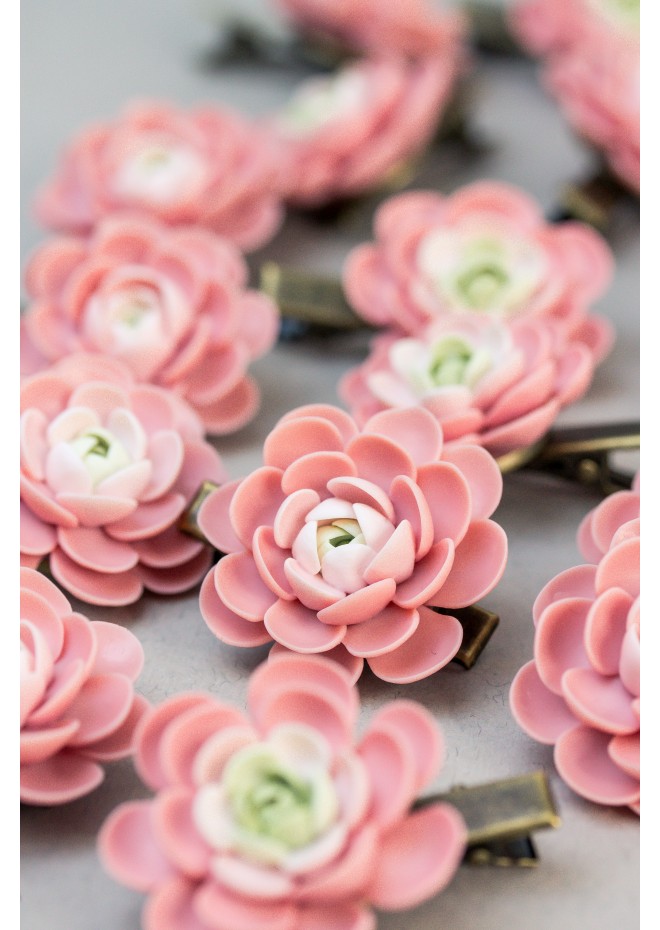 Pink Succulent Hairpin