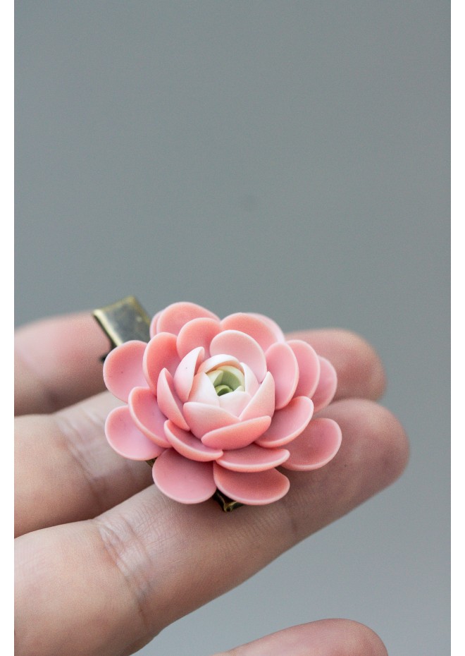 Pink Succulent Hairpin