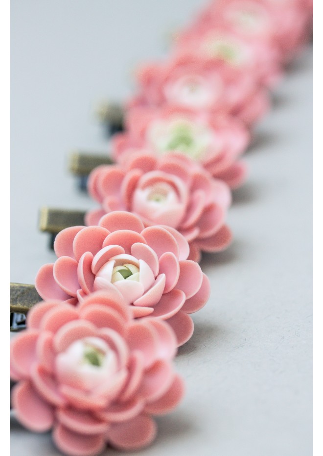 Pink Succulent Hairpin