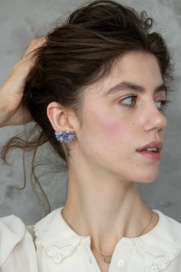 Succulent Echeveria Cuff earrings Grey  Purple Succulents dangle earrings, unique floral jewelry, design from EtenIren