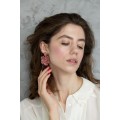 Pink gold Flowers Statement earrings, polymer clay earrings