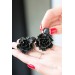 Black gold Flowers Statement earrings, polymer clay earrings