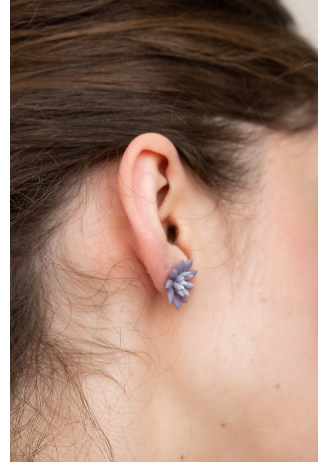 Purple Gray Hypoallergenic Succulent Studs