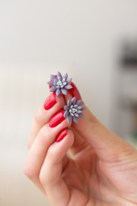 Purple Gray Hypoallergenic Succulent Studs