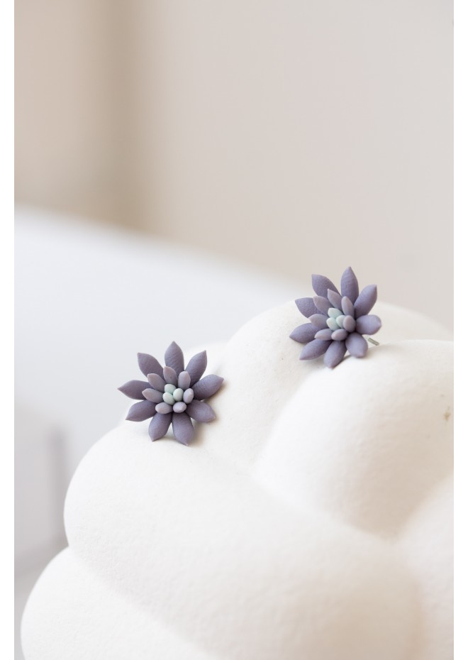 Purple Gray Hypoallergenic Succulent Studs