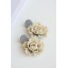 Beige and Gray Flowers Statement Earrings big flower black oversized earrings