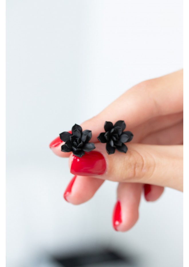 Black Hypoallergenic Succulent Studs