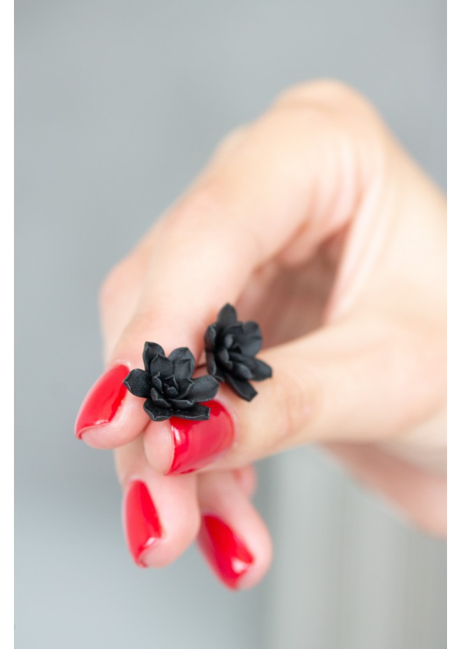 Black Hypoallergenic Succulent Studs