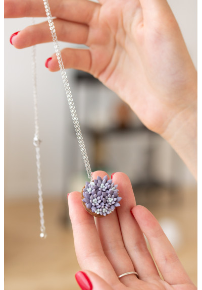 Unique Succulent Nutshell Necklace Purple