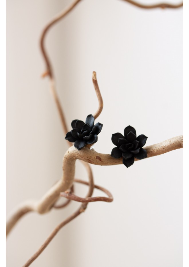 Black Hypoallergenic Succulent Studs