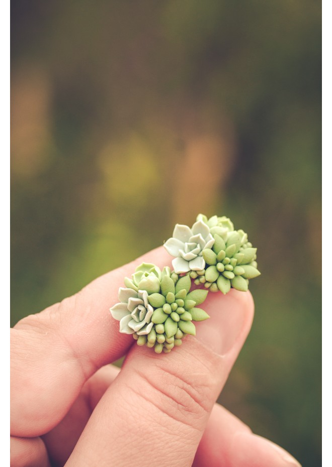 Green bouquet Succulent Stud Earrings