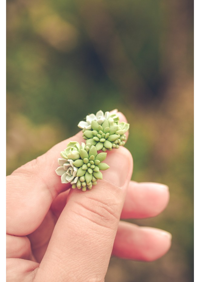 Green bouquet Succulent Stud Earrings