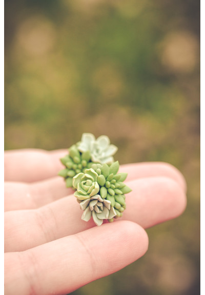 Green bouquet Succulent Stud Earrings