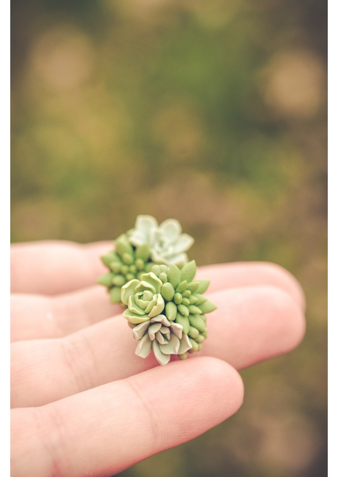 Green bouquet Succulent Stud Earrings