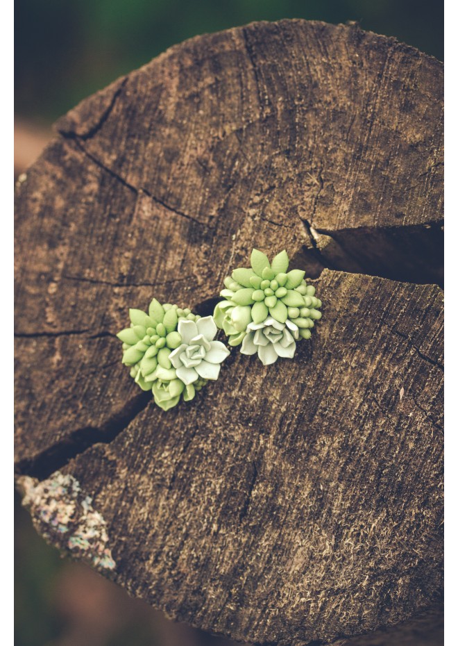 Green bouquet Succulent Stud Earrings