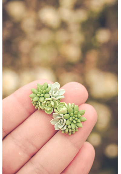 Green bouquet Succulent Stud Earrings