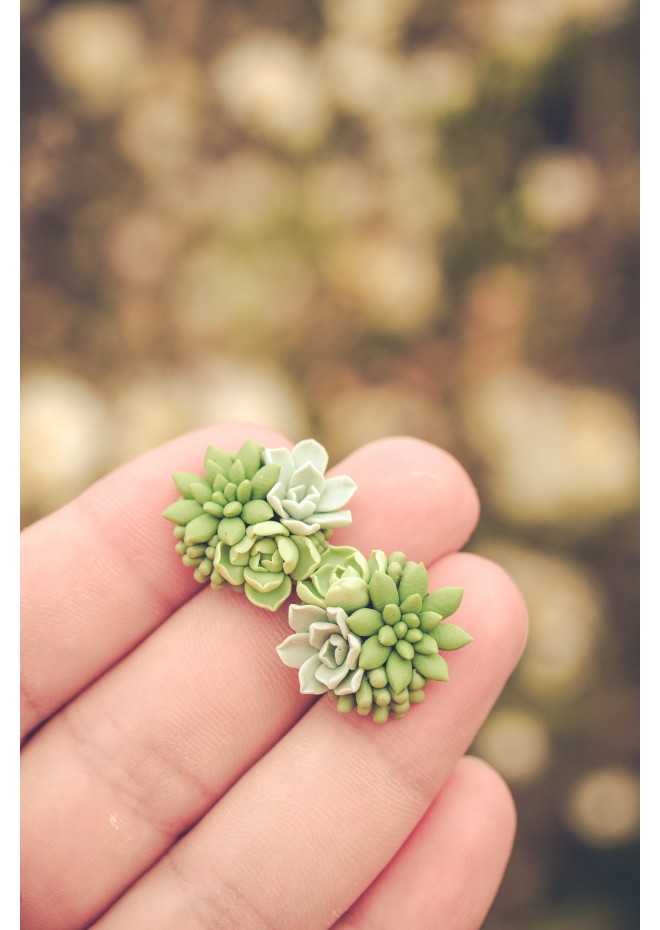 Green bouquet Succulent Stud Earrings