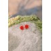 Minimalist Handmade Red Polymer Clay Succulent-Inspired Earrings