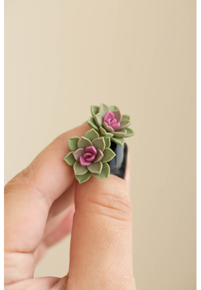 Green Hypoallergenic Succulent Studs