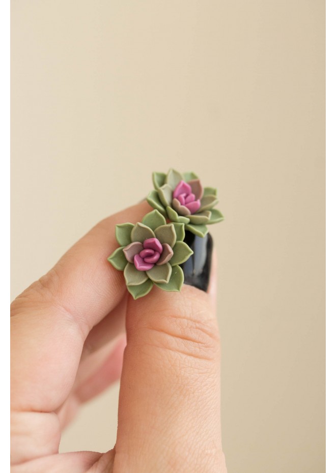 Green Hypoallergenic Succulent Studs